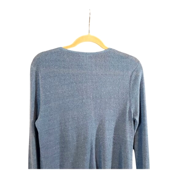 Eileen Fisher Blue Organic Linen Blend V-neck Hi-lo Tunic Sweater Women's Medium - Picture 8 of 9